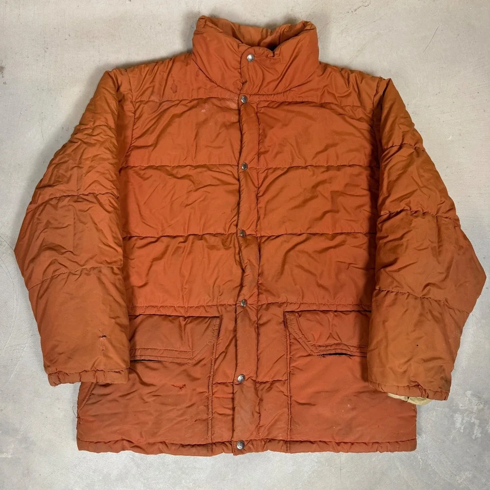 Vintage The North Face Brown Label Puffer Jacket Orange XL 70s Made in USA Talon